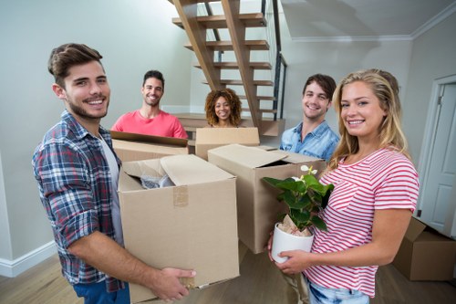 House removals team planning a move in Hounslow residential street
