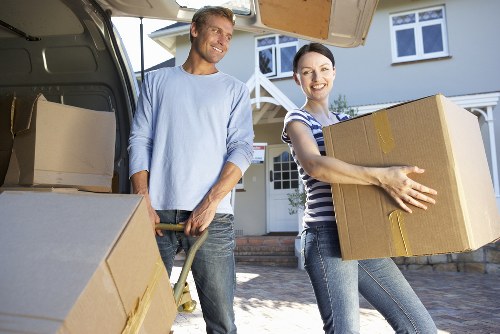 Packed boxes and household items ready for a Hounslow move